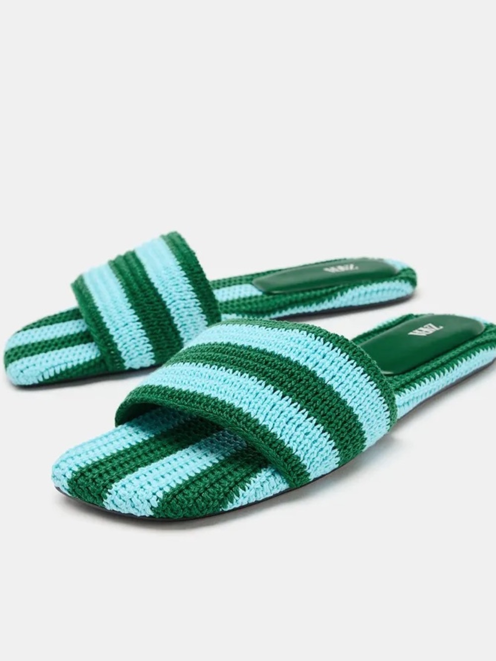 ZARA Striped Knit Slide Sandals